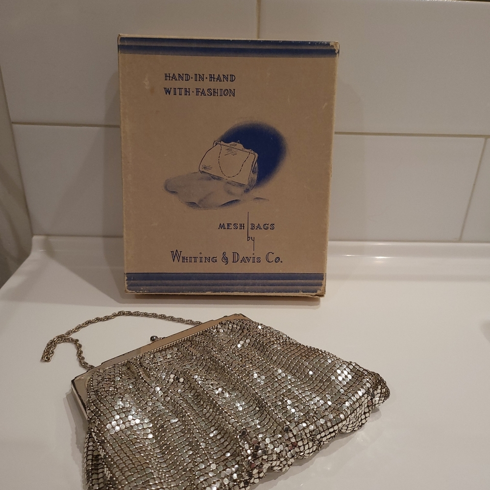 Vintage 1940s Whiting and Davis Mesh Bag with Original Box